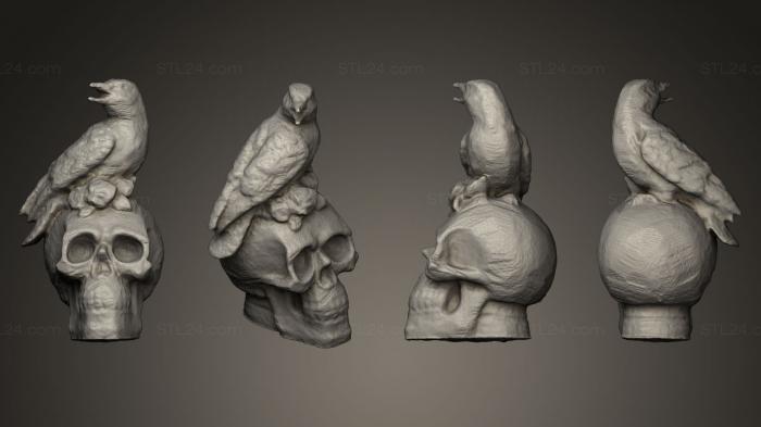 Статуэтки птицы (Ворон на черепе, STKB_0122) 3D модель для ЧПУ станка